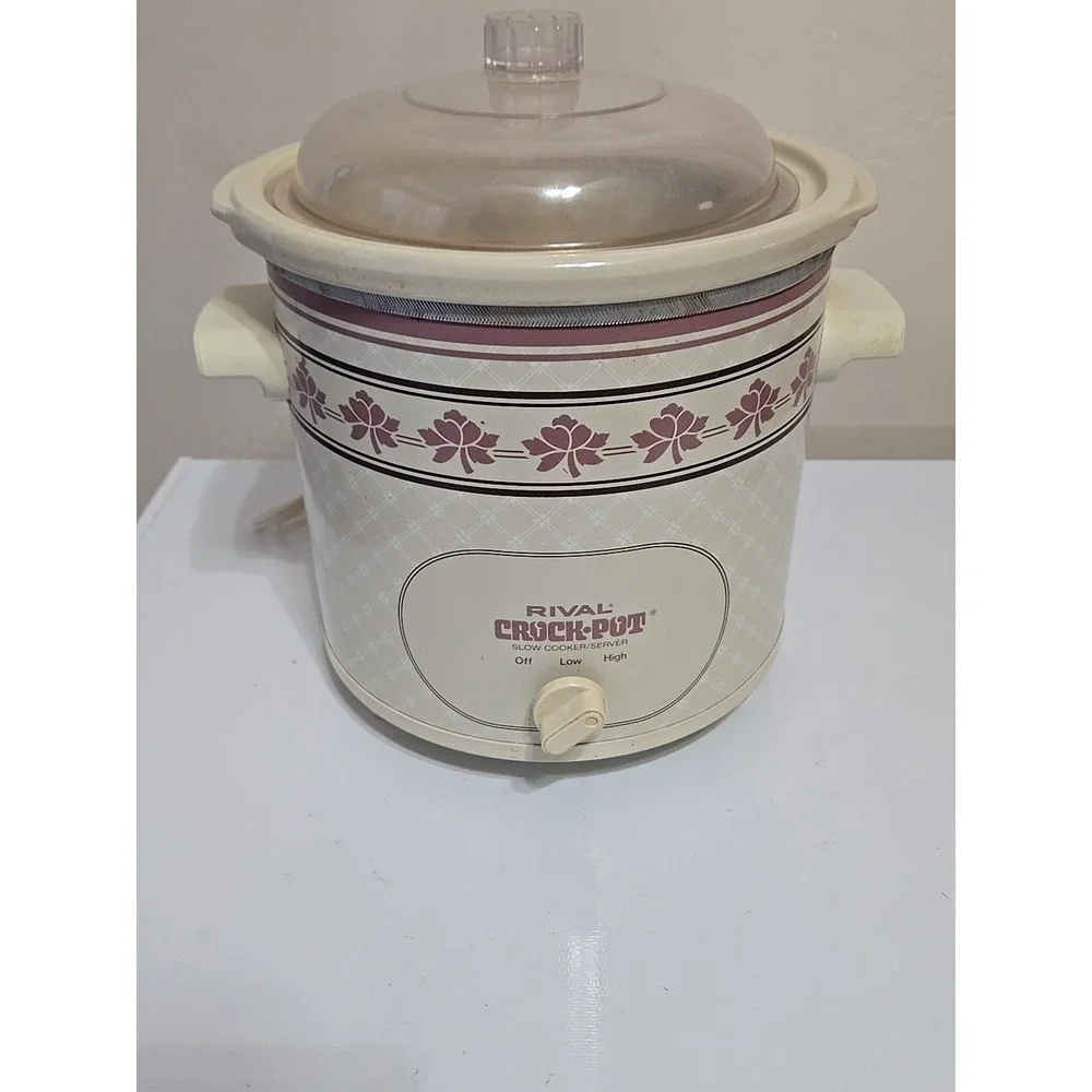 VTG Rival Crock Pot 3.5 Qt Slow Cooker 3150 Tested Working w/ Lid Stone White